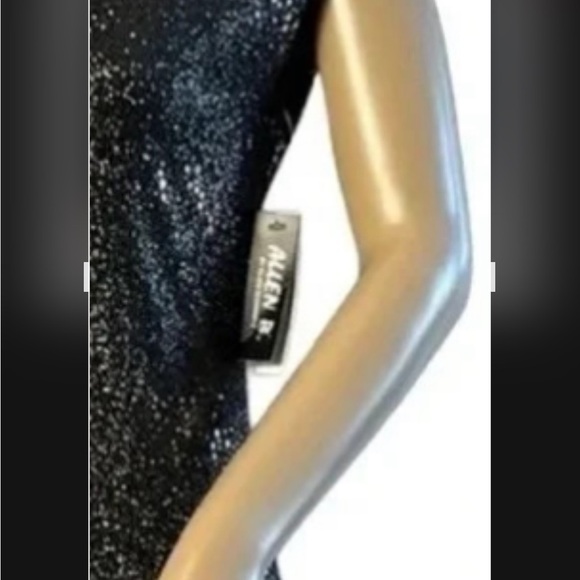 Sequin Dress by Allen Schwartz NWT  black shimmer dress, back cut out, ribbons - Picture 11 of 11